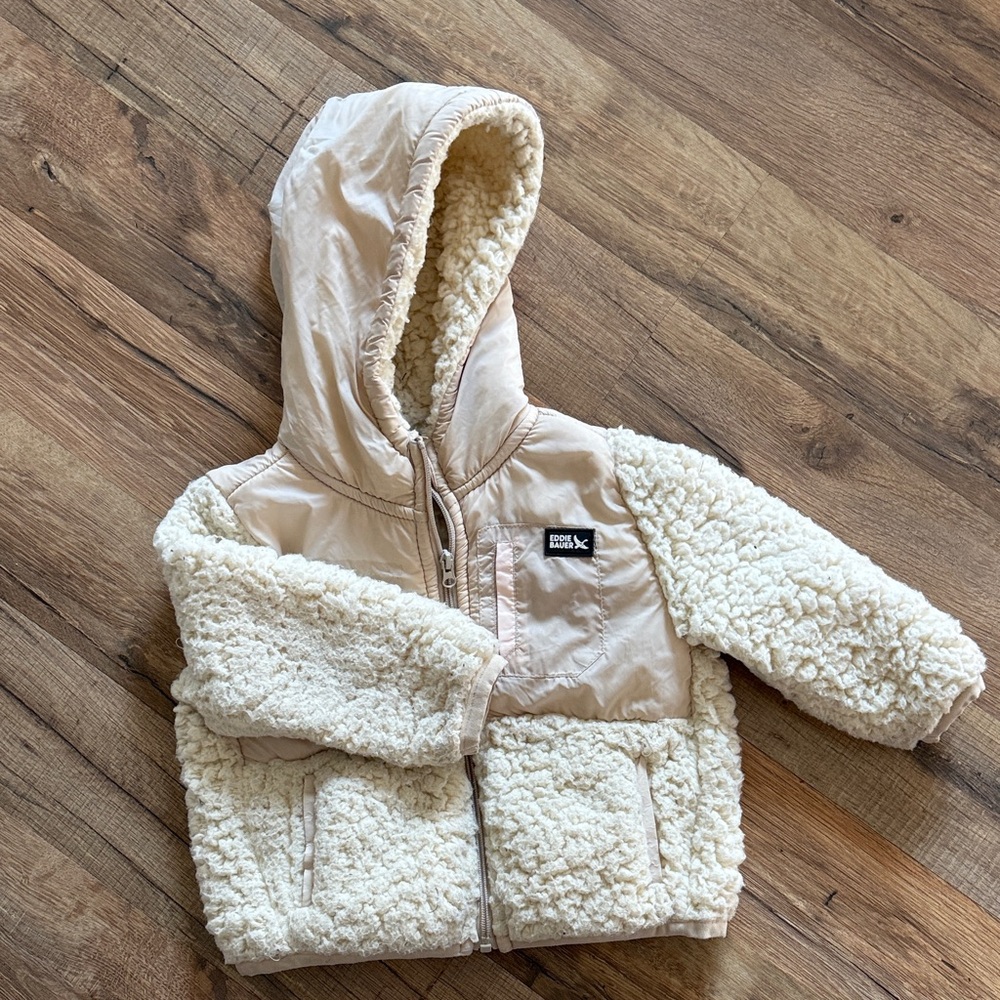 Girl Cream and Pinkish Tan Sherpa Jacket